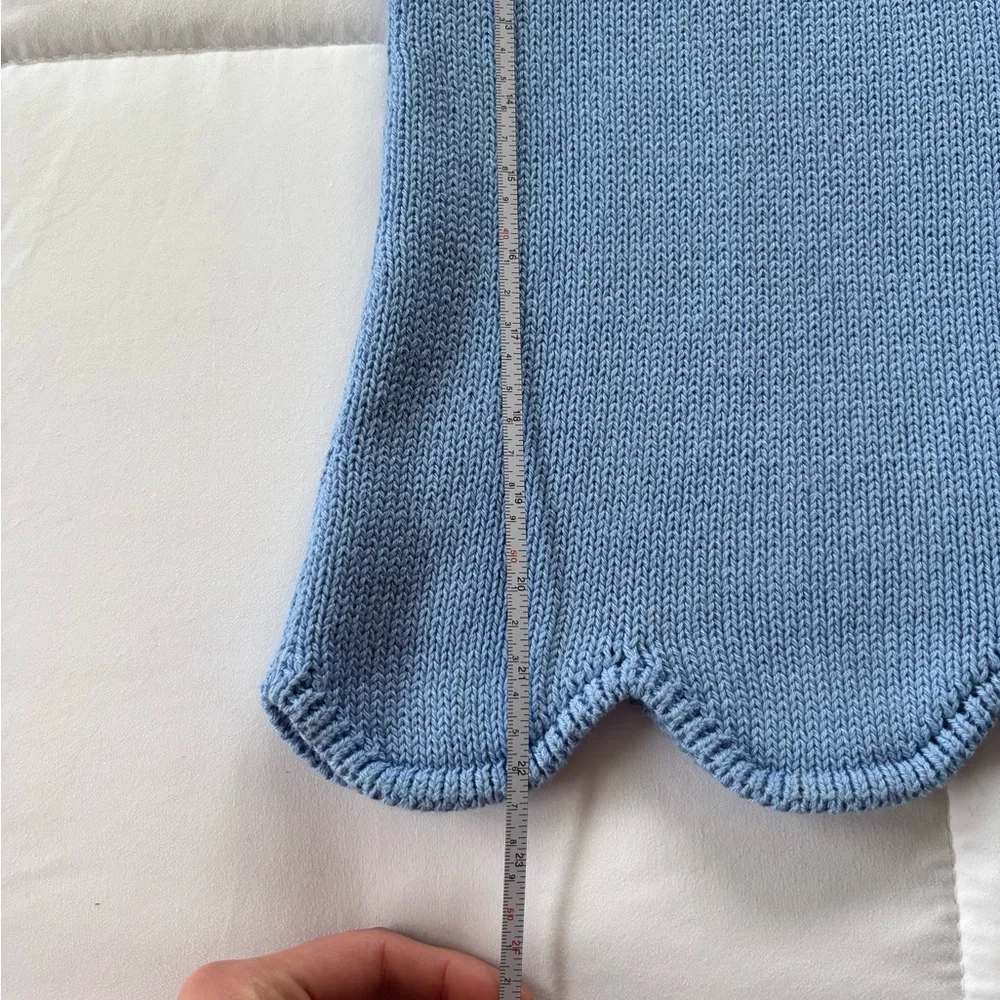 100% Cotton J. Crew Sky Blue Knit Scalloped Hem Sweater